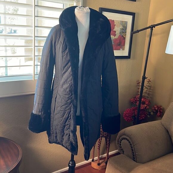 dennis basso Jackets & Blazers - Dennis by Dennis Basso Reversible Faux Fur Coat, SZ XS